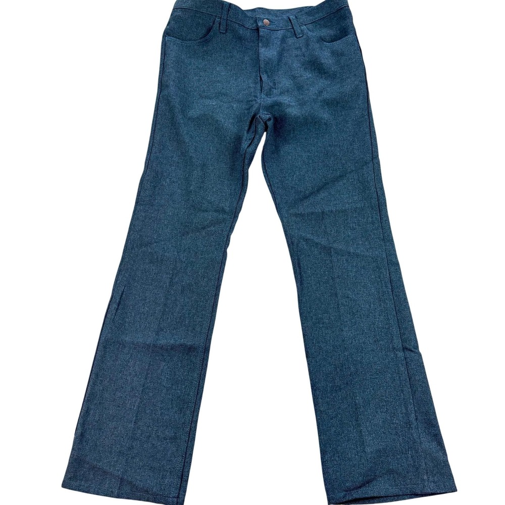 VTG Wrangler Action Slacks Mens 36x32 Blue A001 Polyester Cowboy Rodeo Pants